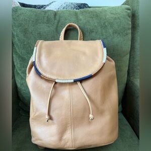 The Sak Huntley Leather Backpack with Blue Accent Trim